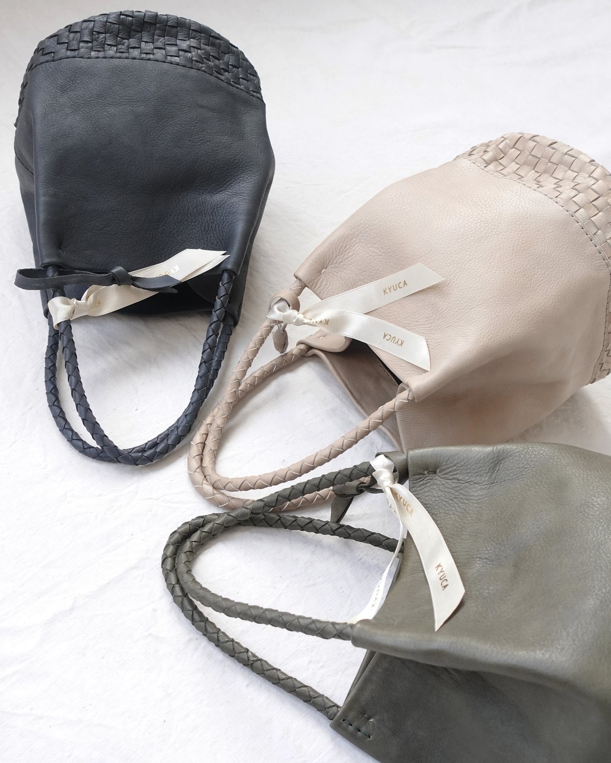 KYUCA KY0351 Leather Medium Basket / 3COLORS