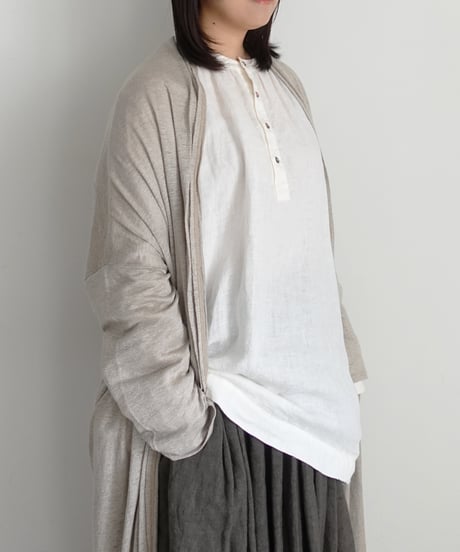 【 LIMITED COLLECTION 】Antiquités noir  801209 Linen Long Robe Cardigan / A : NATURAL