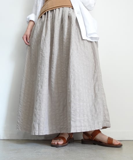 ichiAntiquités 1101110 Linen Cotton Gingham Check Skirt / 3 COLORS