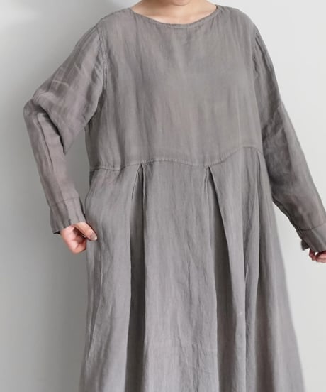 【 LIMITED COLLECTION 】Antiquités noir 800413  Vintage Dye French Linen Dress / 3 COLORS