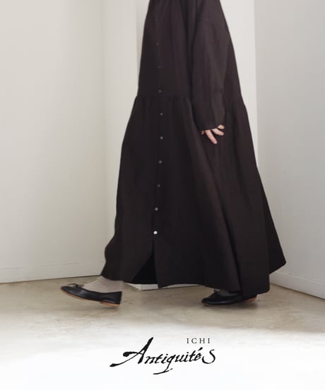 ichiAntiquités 1100302 Color Linen Shirt Dress / 2 COLORS