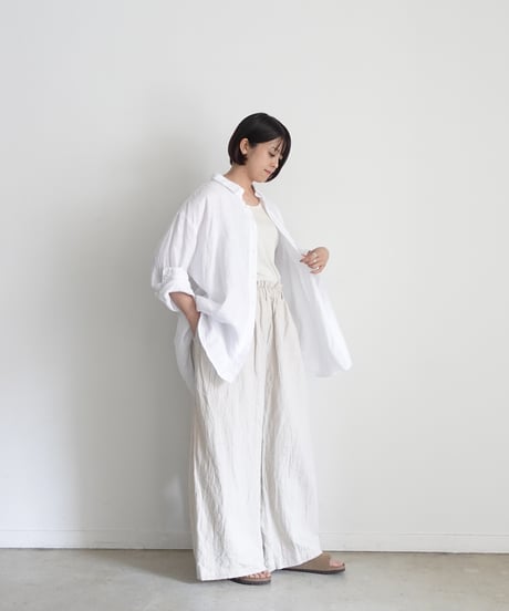【 ONLINE LIMITED 】Antiquités 1000631 Linen Vacances Over Shirt / 2 COLORS