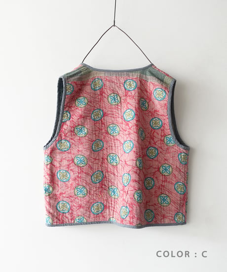 【ONLINE LIMITED】ichiAntiquités 1001136 Vintage Ralli Quilt Vest / 3 COLORS