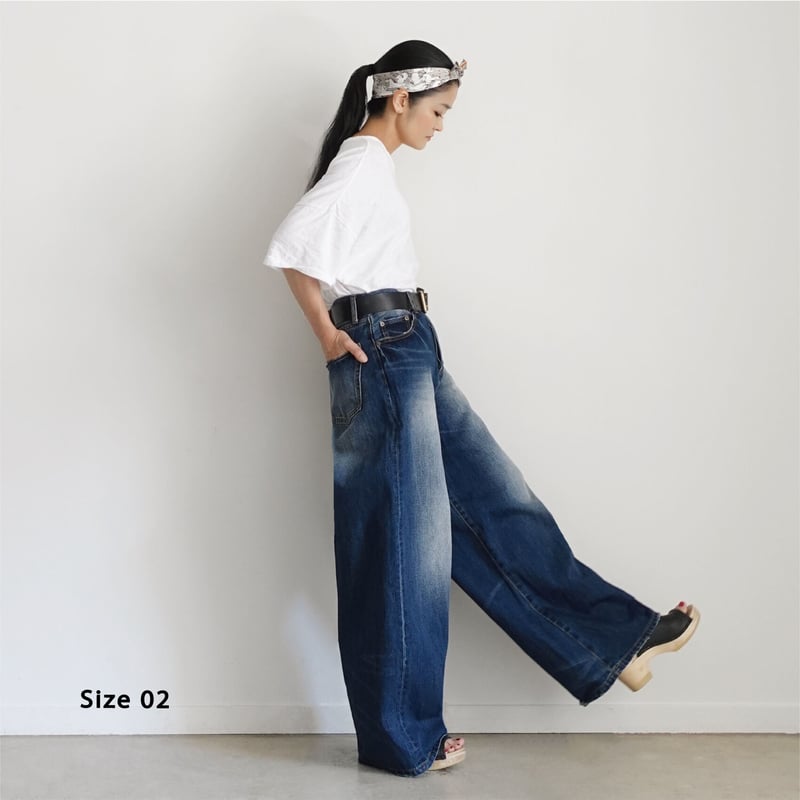 i c h i 230430 DENIM Wide Pants / B : DARK・2 