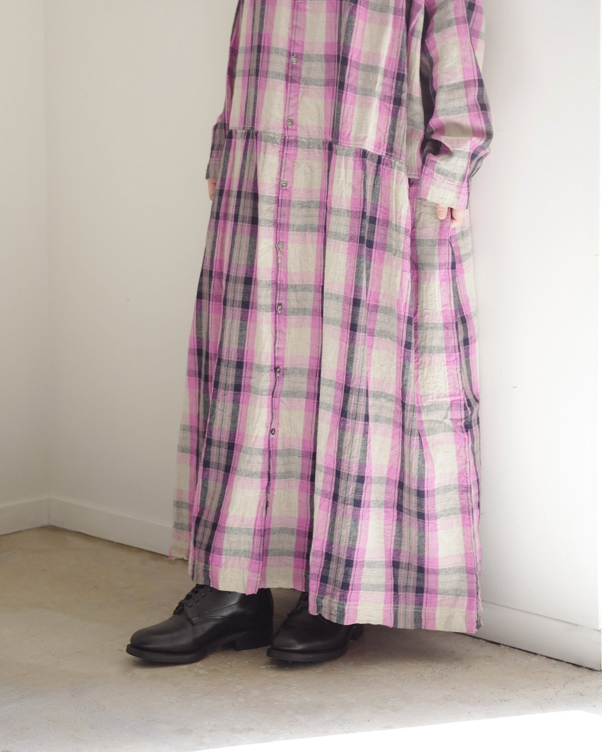 ichiAntiquités 1000916 Linen Cotton Check Shirt