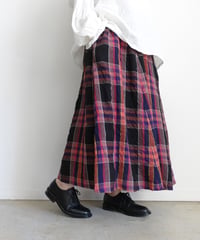 ichiAntiquités  1001115  Linen Cotton Check Skirt / 2 COLORS