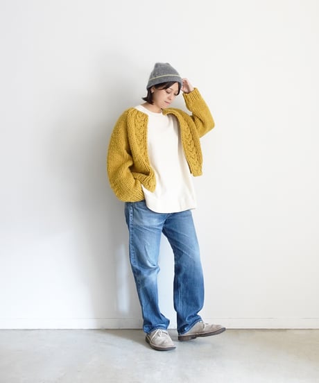 ichiAntiquités 1100358  Mohair mix Knit Beanie / D : GRAY × YELLOW