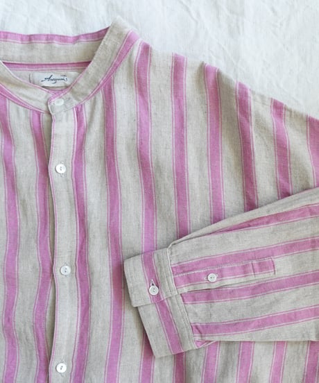 ichi Antiquités 1000913 Linen Cotton Stripe Long Shirt / 2 COLORS