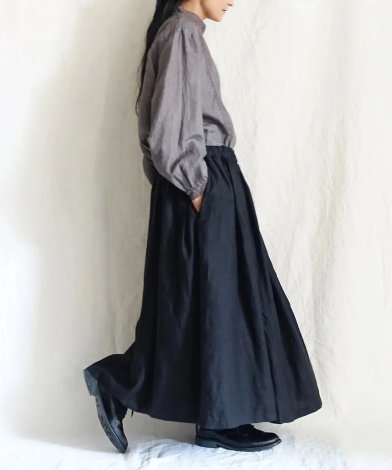 シャトルAntiquités noir Linen Gather Skir LIMITED COLLECTION 】Antiquités noir 800406 L