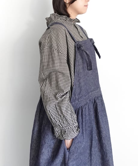 ichiAntiquités 1100934 Linen Cotton Denim Apron Dress / 2 COLORS