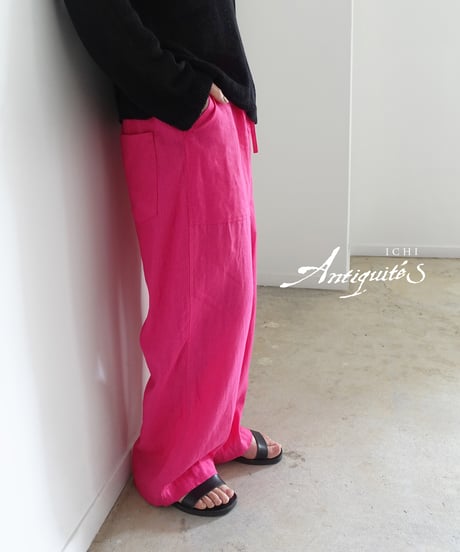 ichiAntiquités  Check Sarrouel Pants Unused 2023 Ichi Antiquites Linen Striped Sarouel Pants
