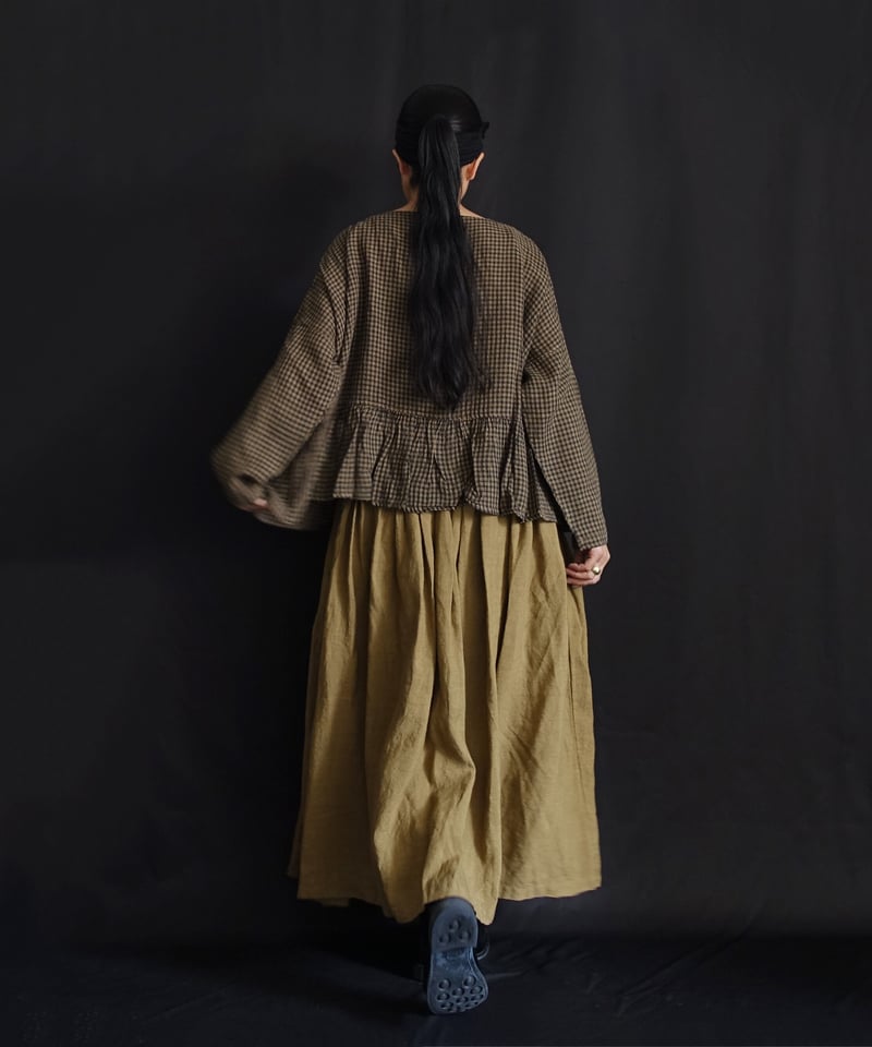 Antiquités noir Linen Gather Skirt LIMITED COLLECTION 】Antiquités noir 800406 L