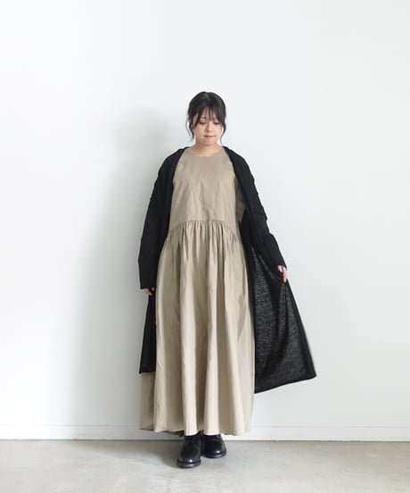ichiAntiquités 1100316 Cotton Typewriter Gather Dress / 2 COLORS