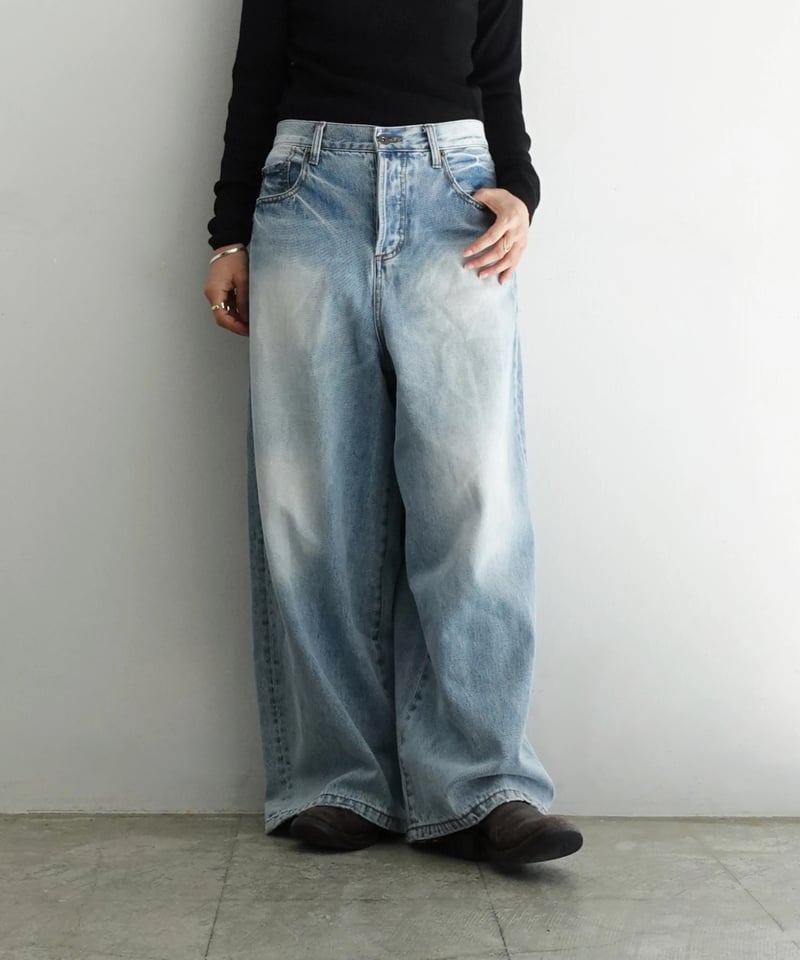 i c h i 230430 DENIM Wide Pants / C : SAXE BL i c h i 230430 DENIM Wide Pants / C : SAXE BL