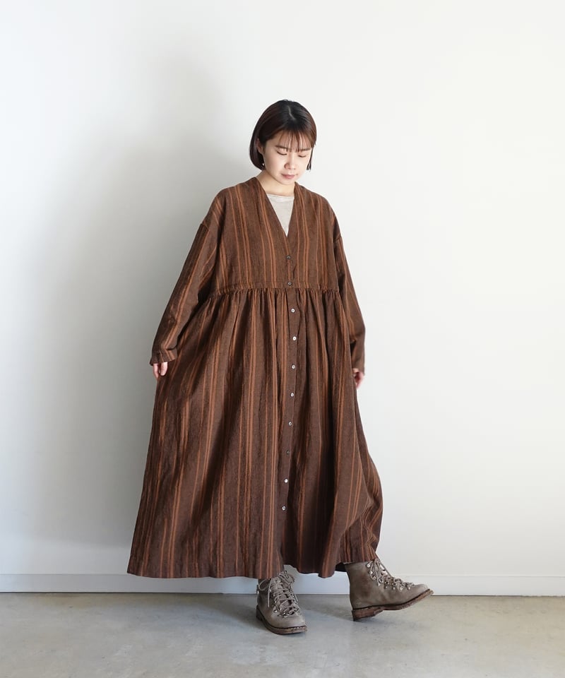 いっち ichiAntiquités 1100616 V neck Stripe Dress / 2