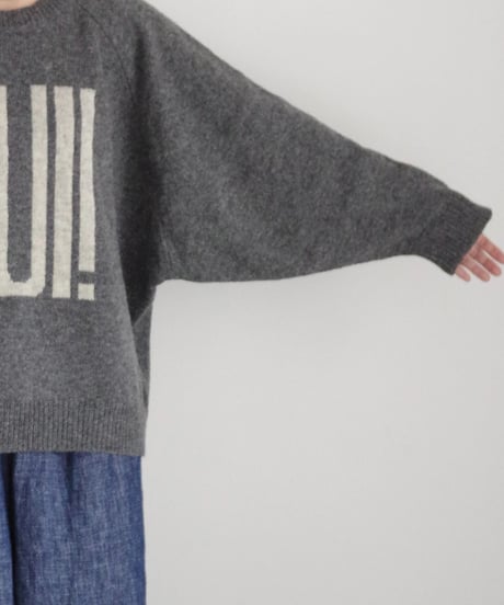 i c h i  250467・250468  Shetland Wool Knit Pullover / GRAY “OUI!”・ IVORY “NON!”