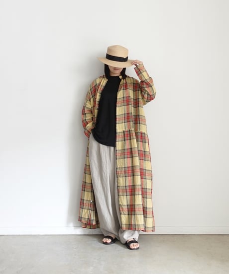 ichiAntiquités 1100902 Linen Cotton Tartan Check Shirt Dress / 3 COLORS