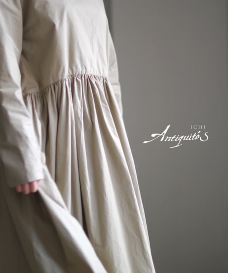 ichiAntiquités 1100316 Cotton Typewriter Gather Dress / 2 COLORS