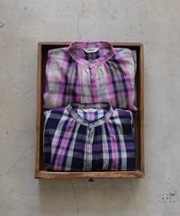 ichiAntiquités 1000916 Linen Cotton Check Shirt Dress / 2 COLORS