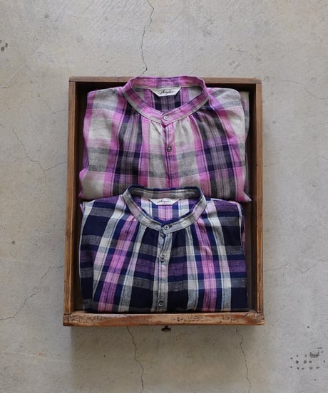 ichiAntiquités 1000916 Linen Cotton Check Shirt Dress / 2 COLORS