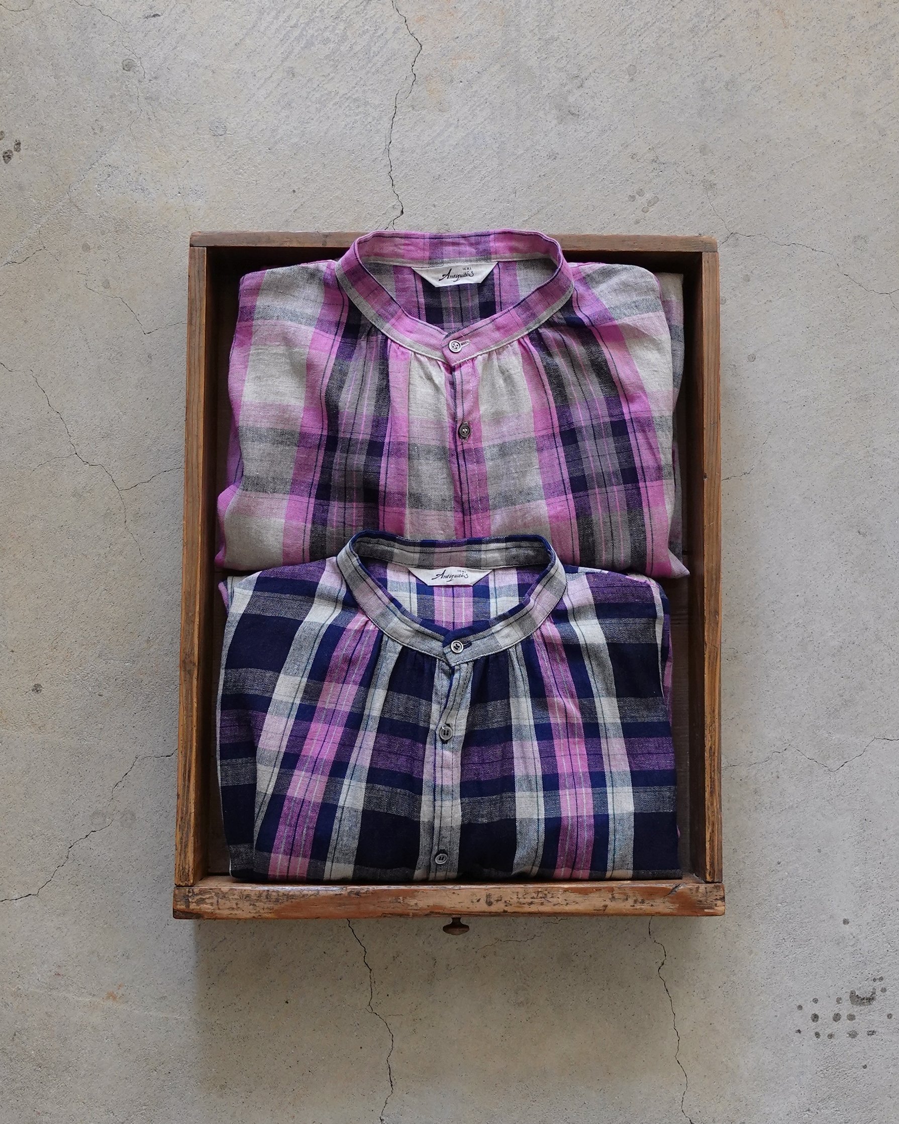 ichiAntiquités 1000916 Linen Cotton Check Shirt