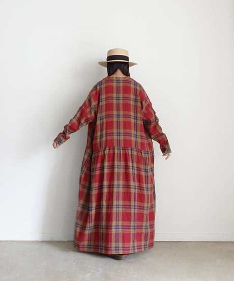 ichiAntiquités 1100902 Linen Cotton Tartan Check Shirt Dress / 3 COLORS