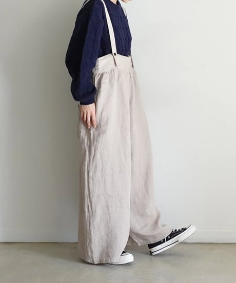【 ONLINE LIMITED 】i c h i  250122  Linen Salopette / 2 COLORS