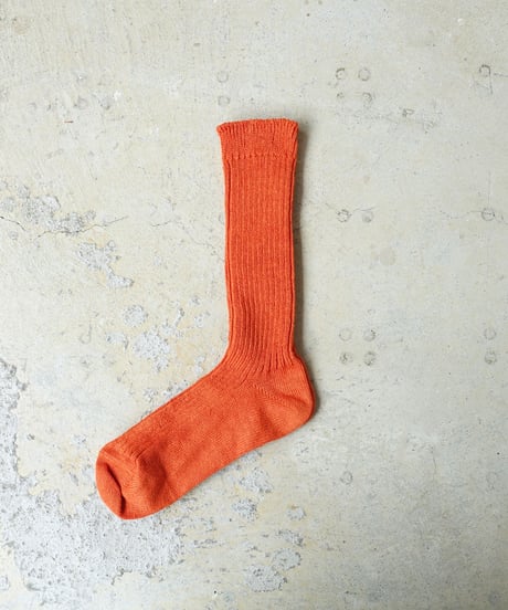 LOITER L019 Linen Color Rib Socks / 3 COLORS : SMOKE PINK・ORANGE・PURPLE