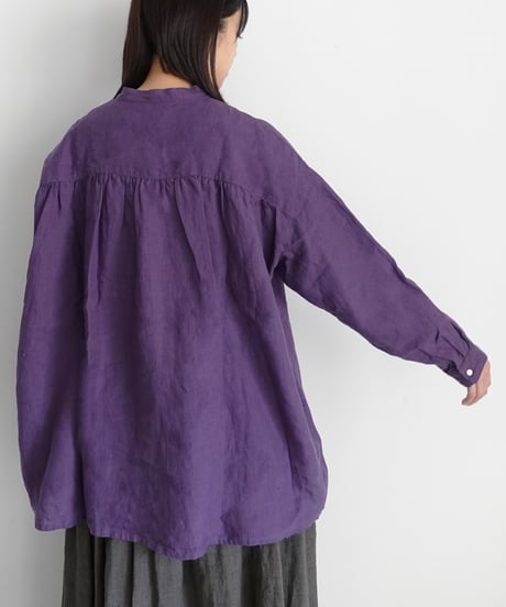 ichiAntiquités 1100910 Linen Broad Band Collar Shirt / 3 COLORS