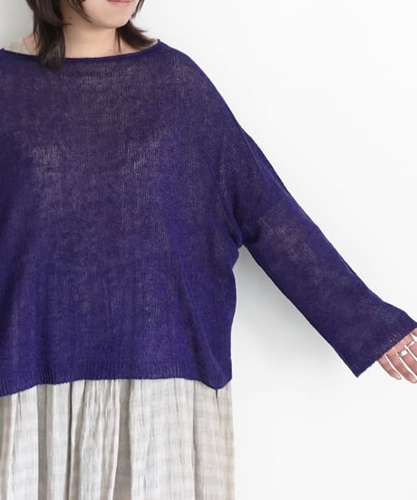 ichiAntiquités 1100960 Cotton Linen Wholegarment Knit Pullover / 3 COLORS