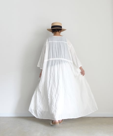 i c h i 251107 Shirring Cloth Long Cardigan / A : WHITE