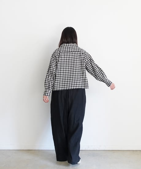 i c h i 250707 Cotton Linen Gingham Shirt / B: GINGHAM