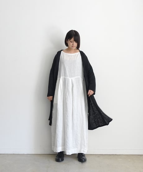 【 LIMITED COLLECTION 】Antiquités noir  801209 Linen Long Robe Cardigan / B : BLACK