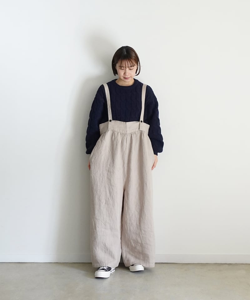 現行品⭐︎定価19,800円 ichi イチ　リネンサロペット　黒 フレンチリネン黒 サロペットパンツ | iichi 日々の暮らしを心地よく