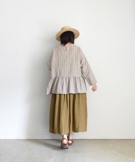 ichiAntiquités 1101107 Linen Cotton Gingham Check Pullover / 3 COLORS