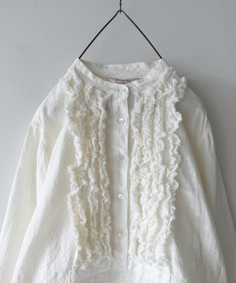 ichiAntiquités 1100929  Linen Frill Blouse / 3 COLORS