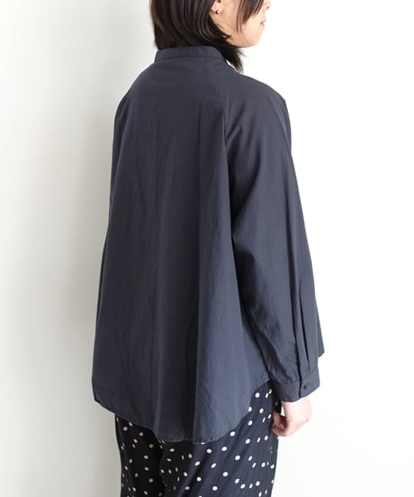 i c h i  250704 Band Collar Cotton Shirt / 2 COLORS