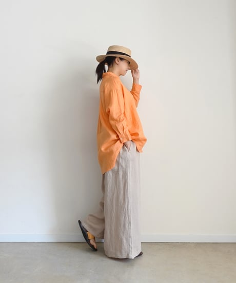 i c h i 251209 Relax Linen Shirt / 5 COLORS : ORANGE・GREEN
