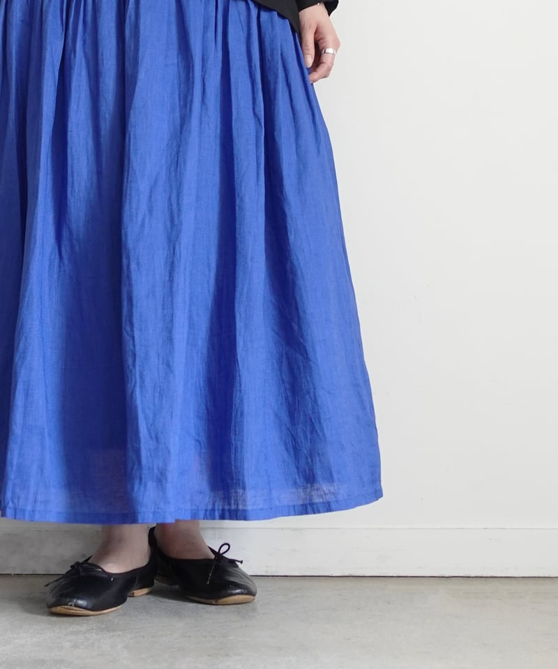 i c h i 251006 French Linen Gathered Skirt / D