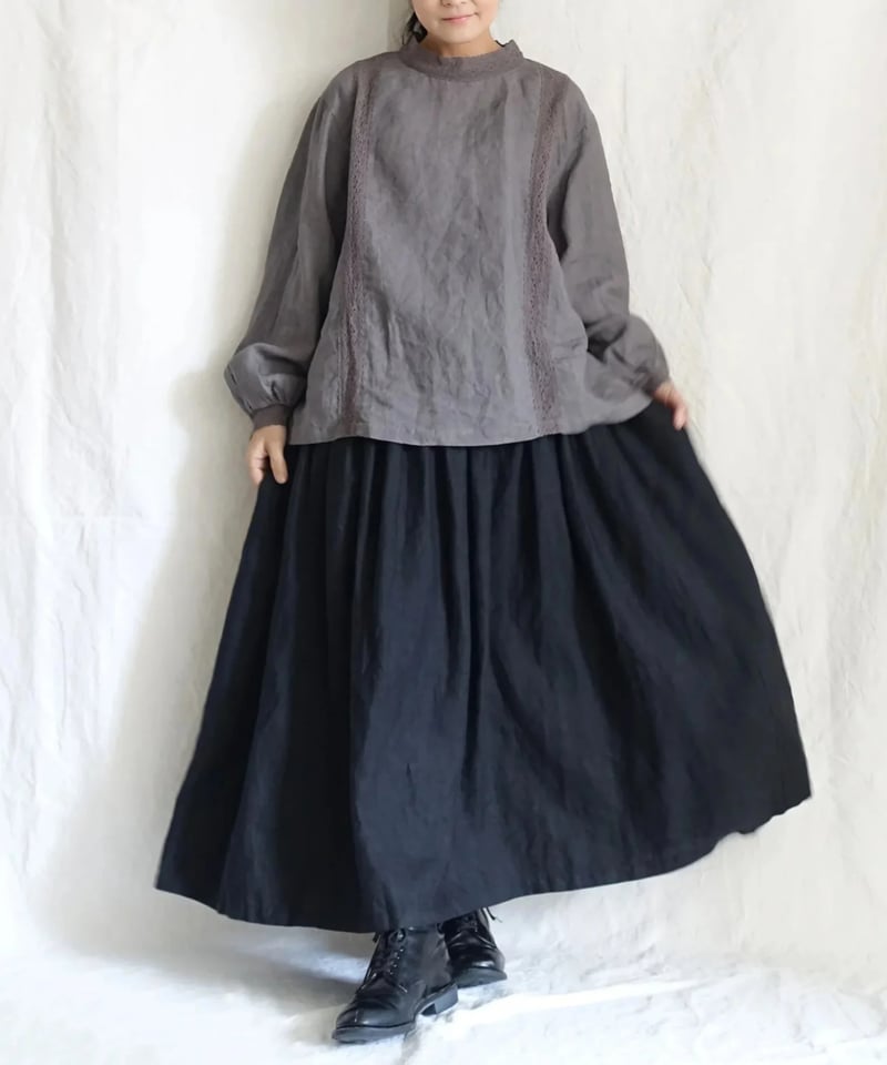 Antiquités noir Linen Gather Skirt LIMITED COLLECTION 】Antiquités noir 800406 L