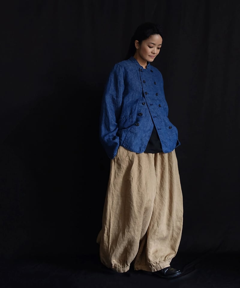 ICHI Antiquities noir リネン サーカスパンツ オリーブ色 ICHI