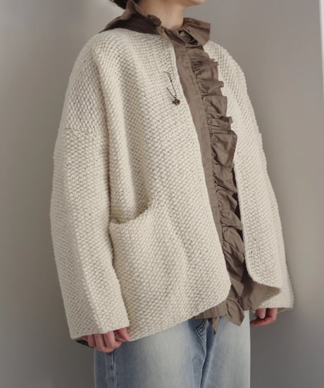 【ONLINE LIMITED】i c h i  240162 PERU Hand KANOKO Knit Cardigan / A : NATURAL