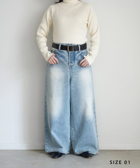 i c h i  230430  DENIM Wide Pants / C : SAXE BLUE・2 size
