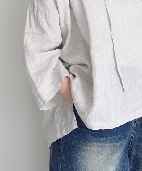 i c h i  251004 French Linen Gathered Blouse / 2 COLORS