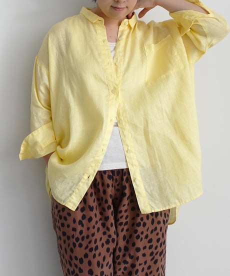 i c h i 251209 Relax Linen Shirt / 5 COLORS : WHITE・YELLOW・PINK