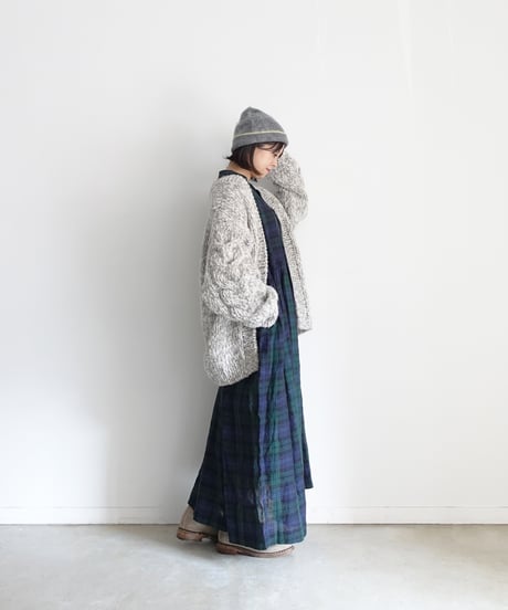 ichiAntiquités 1100358  Mohair mix Knit Beanie / D : GRAY × YELLOW