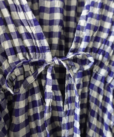 i c h i  251106 Shirring Cloth Cardigan / C : WHITE × BLUE