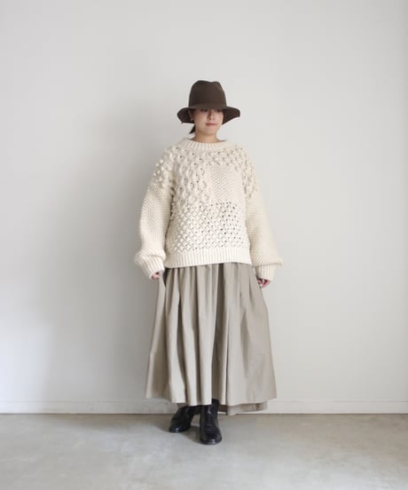 ichiAntiquités 1100316 Cotton Typewriter Gather Dress / 2 COLORS