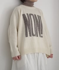 i c h i  250467・250468  Shetland Wool Knit Pullover / GRAY “OUI!”・ IVORY “NON!”