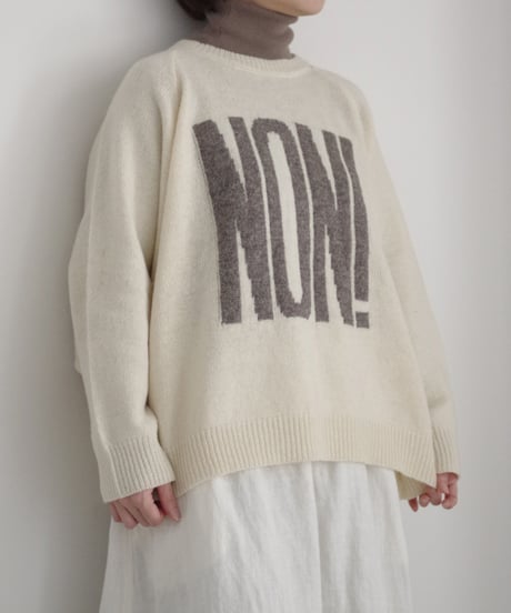 i c h i  250467・250468  Shetland Wool Knit Pullover / GRAY “OUI!”・ IVORY “NON!”